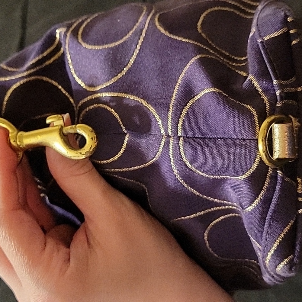 Coach Poppy Purple and Gold Metalic Satchel Purse - Picture 11 of 17